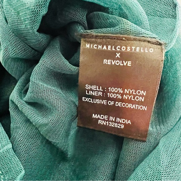 Michael Costello Revolve Adalyn Emerald Green Sequin Dress Plunge mini long slv - Picture 10 of 12